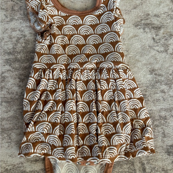 Brown and White Patterned Baby Dress - Picture 1 of 2